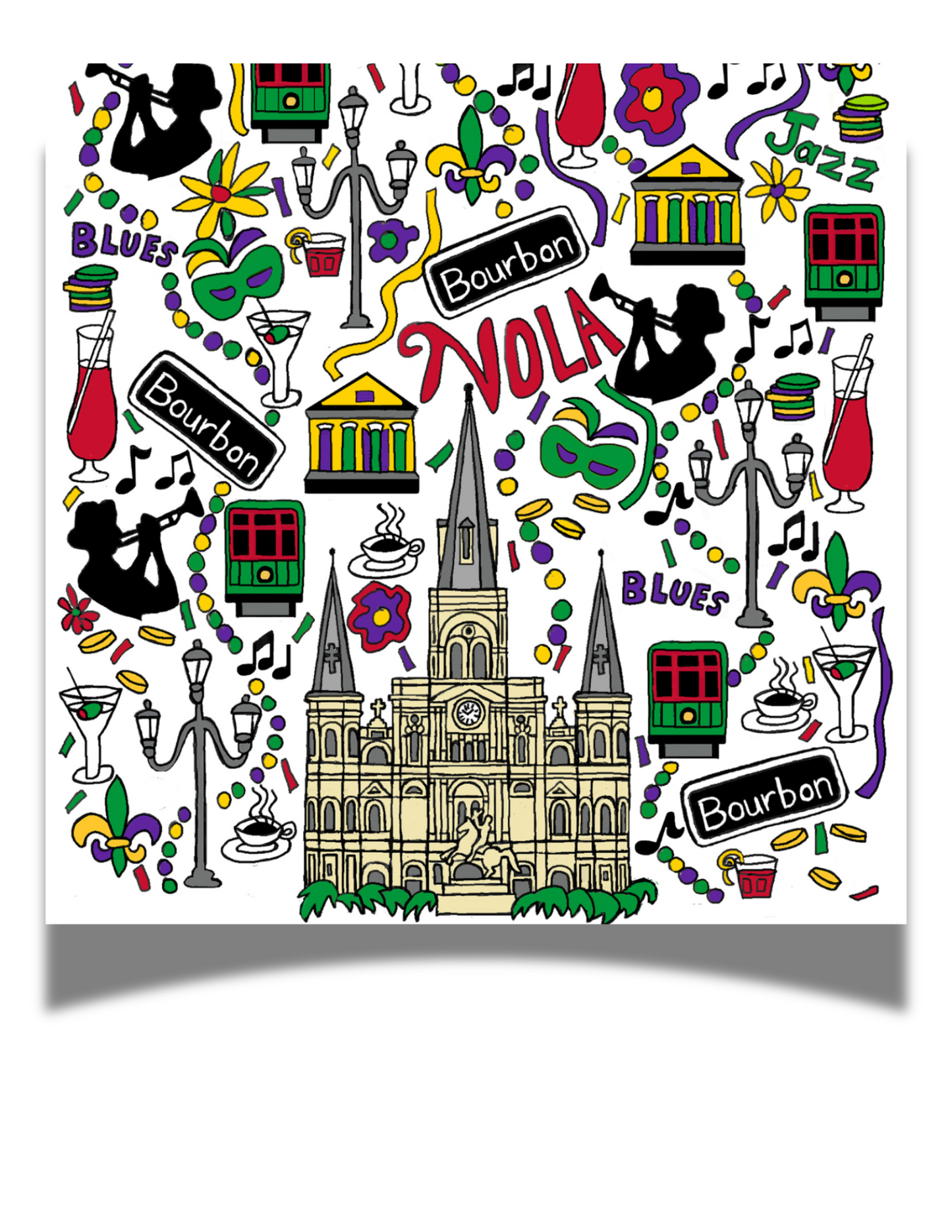 New Orleans St. Louis Cathedral Cocktail Napkin