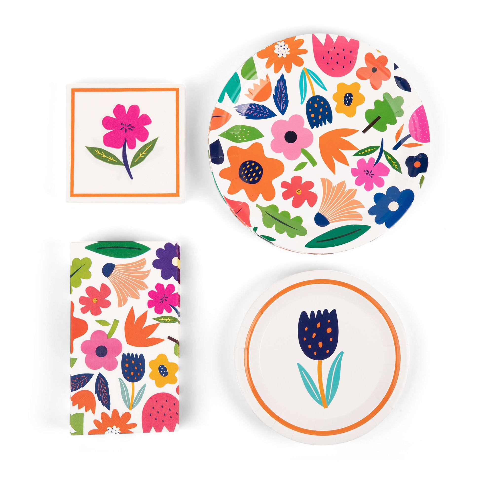 Artstyle Paper Plate & Napkin Bundle, Fresh Blooms, 200-count